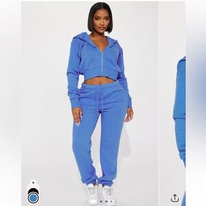 Brianna Zip Up Hoodie & Jogger Pant Set - Blue